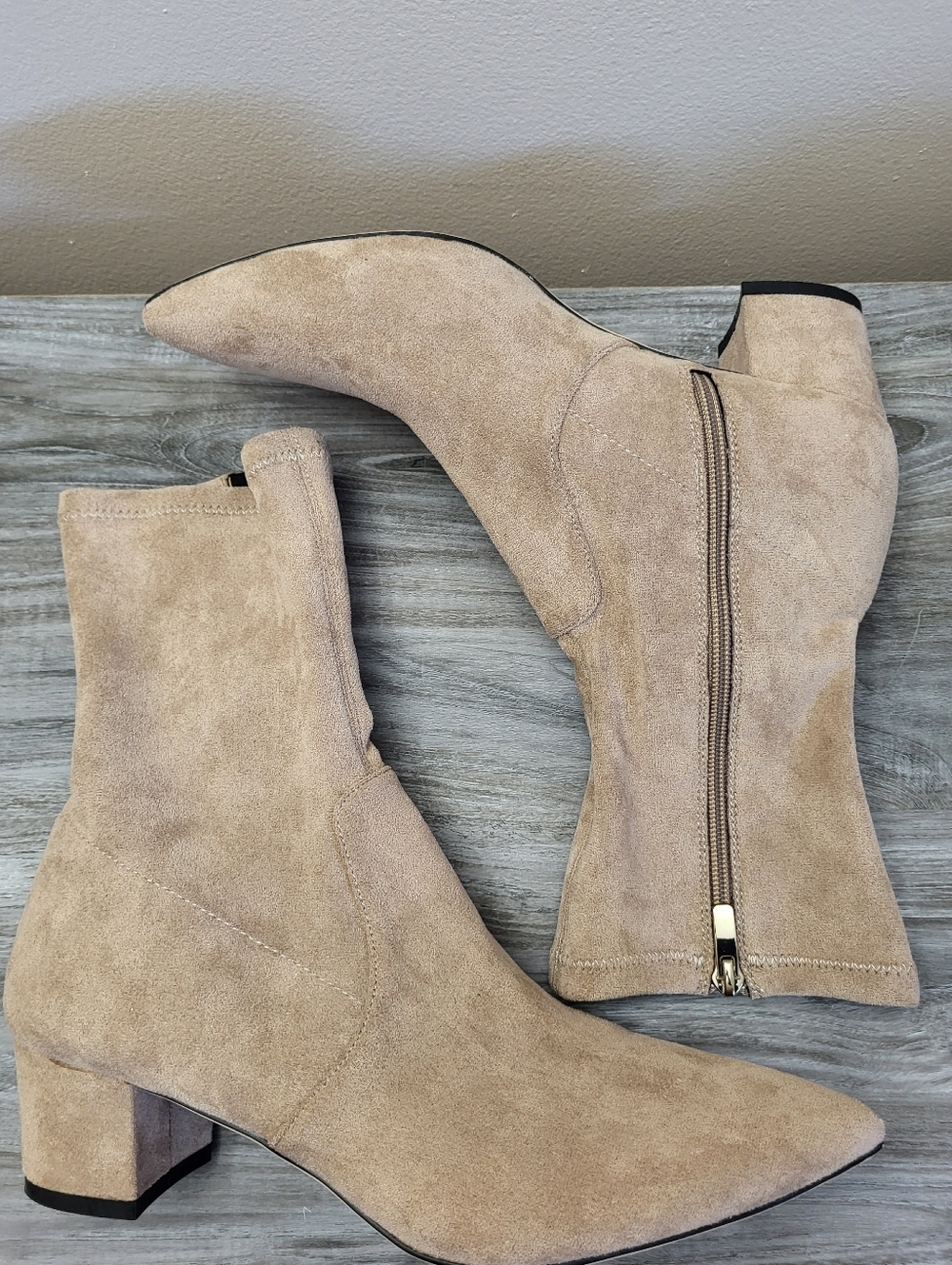 Anthropologie Silent D Auston Boots Tan Faux Suede Size 40 - Picture 10 of 12